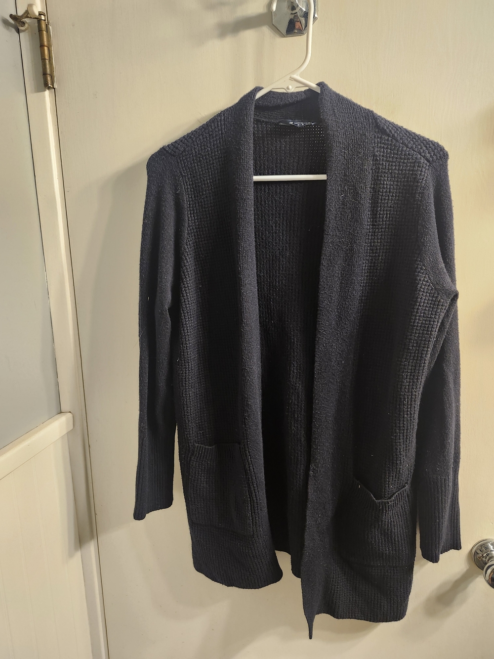 Denver Hayes Navy Open-Front Ribbed Cardigan